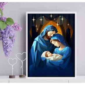 Quadro Arte Sagrada Família Moderna 24X18Cm - Com Vidro