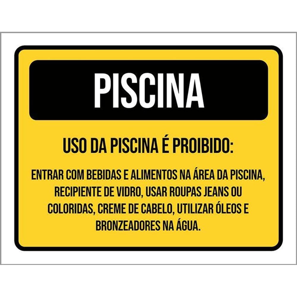 Placa Sinalização - Piscina Uso Da Piscina Proibido 36X46
