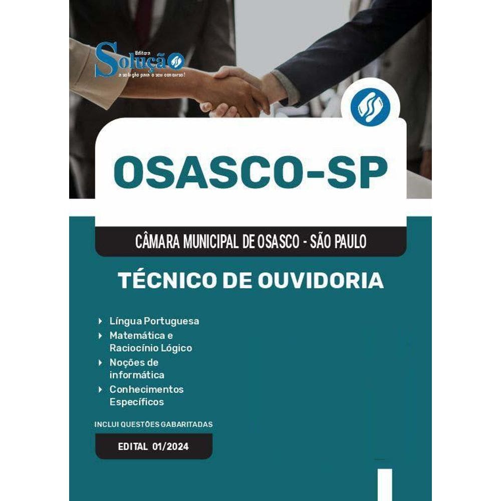 Apostila Câmara De Osasco Sp 2024 - Técnico De Ouvidoria
