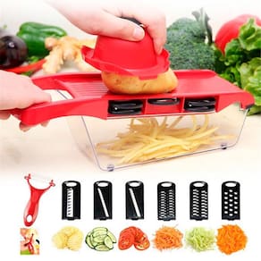 Mandolina Manual Com Lâminas Para Cortar E Fatiar Alimentos
