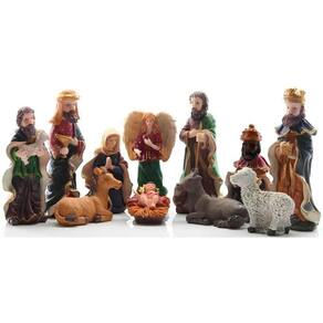 Presépio Natalino Estatueta Nascimento De Jesus Com 11 Peças