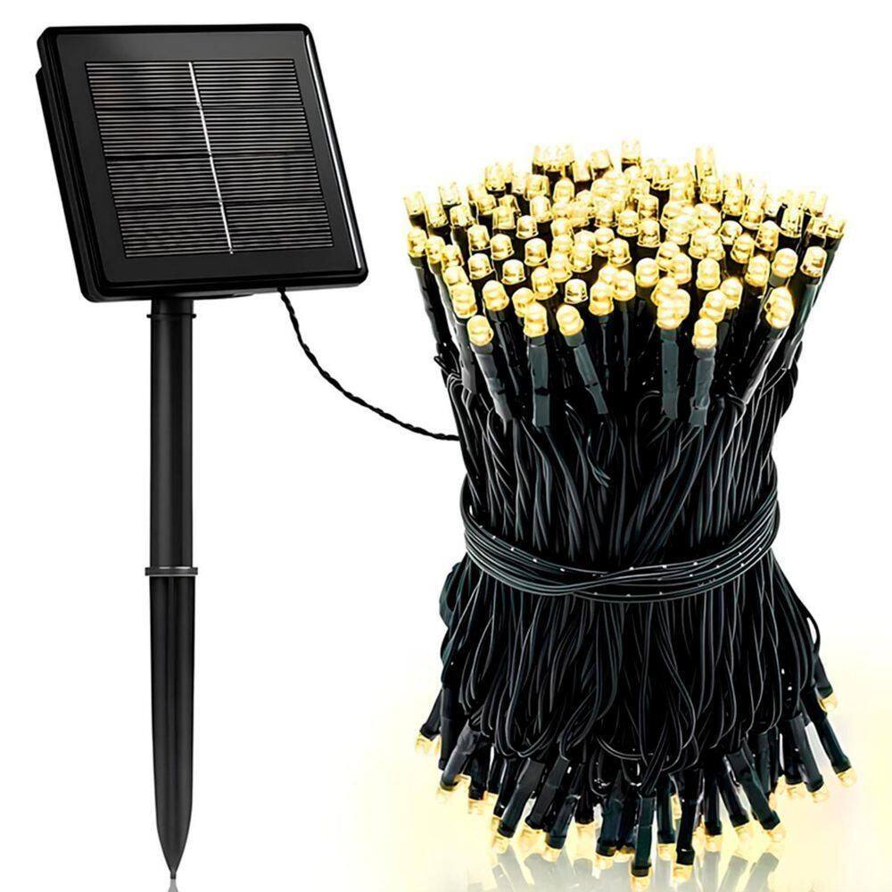 Pisca Luzes Leds Fio Solar Amarelo 500 Lâmpadas Natal De 50m