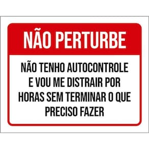 Kit 3 Placas Não Perturbe Autocotrole Distrair Horas