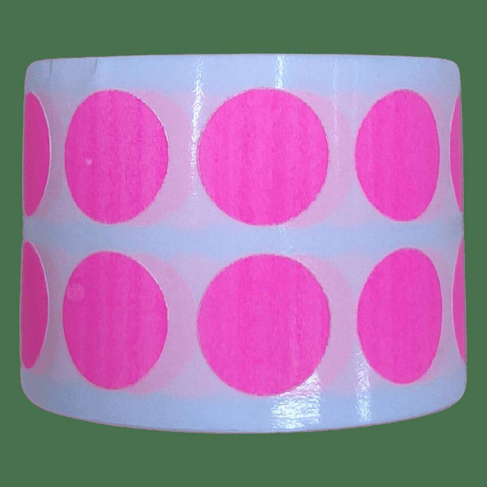 Etiqueta Adesiva Bolinha Colorida Pink Fluorescente 15Mm