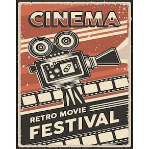 Placa Decorativa - Cinema Retro Festival 36X46