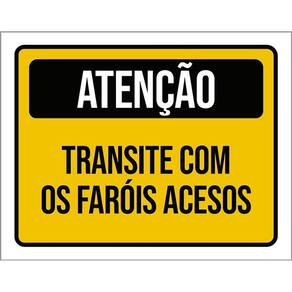 Kit 3 Placas Atenção Transite Com Faróis Acesos