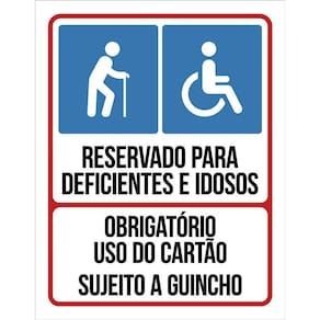 Kit 3 Placas Vaga Exclusiva Deficientes E Idosos