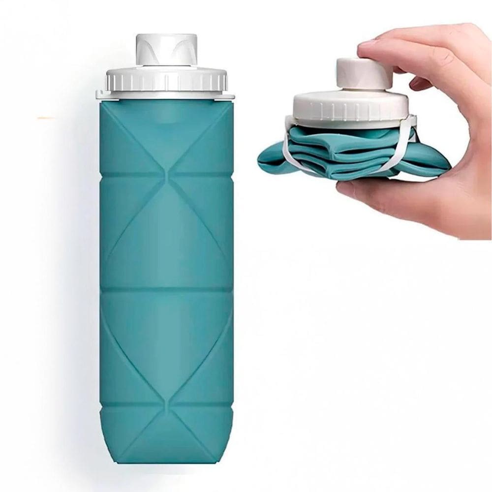 Garrafa Dobrável 600Ml Leve Ideal Para Viagem E Bolsa