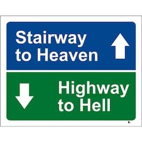 Placa Decorativa - Starway To Heaven Highway To Hell 36X46