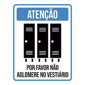 Placa Distanciamento Social Não Aglomere Vestiário 36X46
