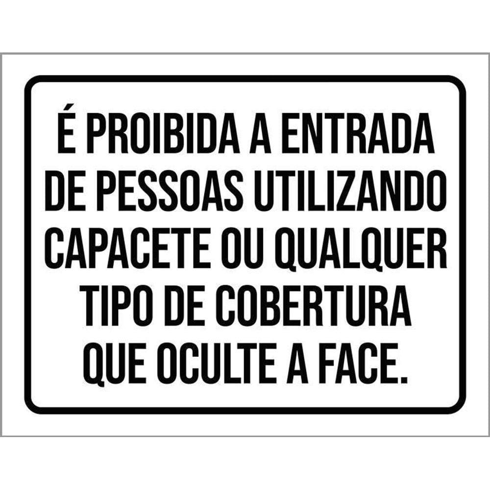 Kit 3 Placas Proibida Entrada Pessoas Utilizando Capacete