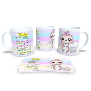 Caneca Branca de Porcelana Personalizada Frases Motivacionais