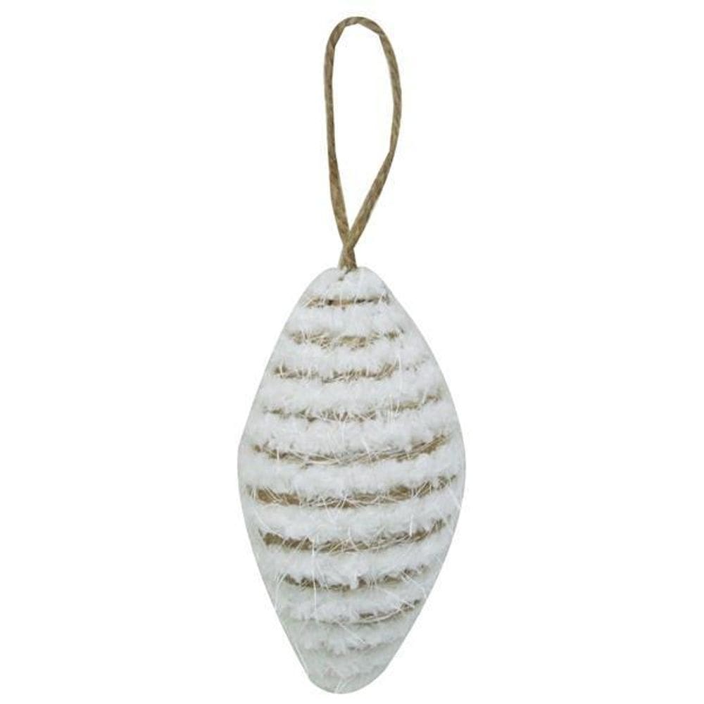 Enfeite De Natal Oval Branco Topo De Arvore Grande 13Cm