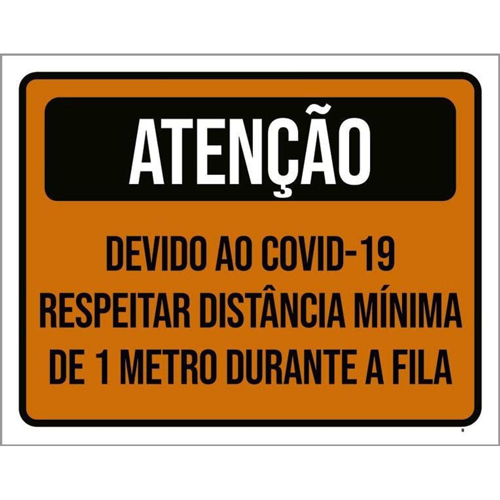 Placa Atenção Respeitar Distância Mínima De 1 Metro 36X46