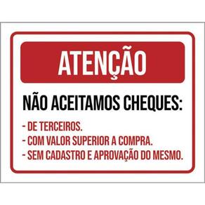 Kit 3 Placas Atenção Não Aceitamos Cheques Terceiros