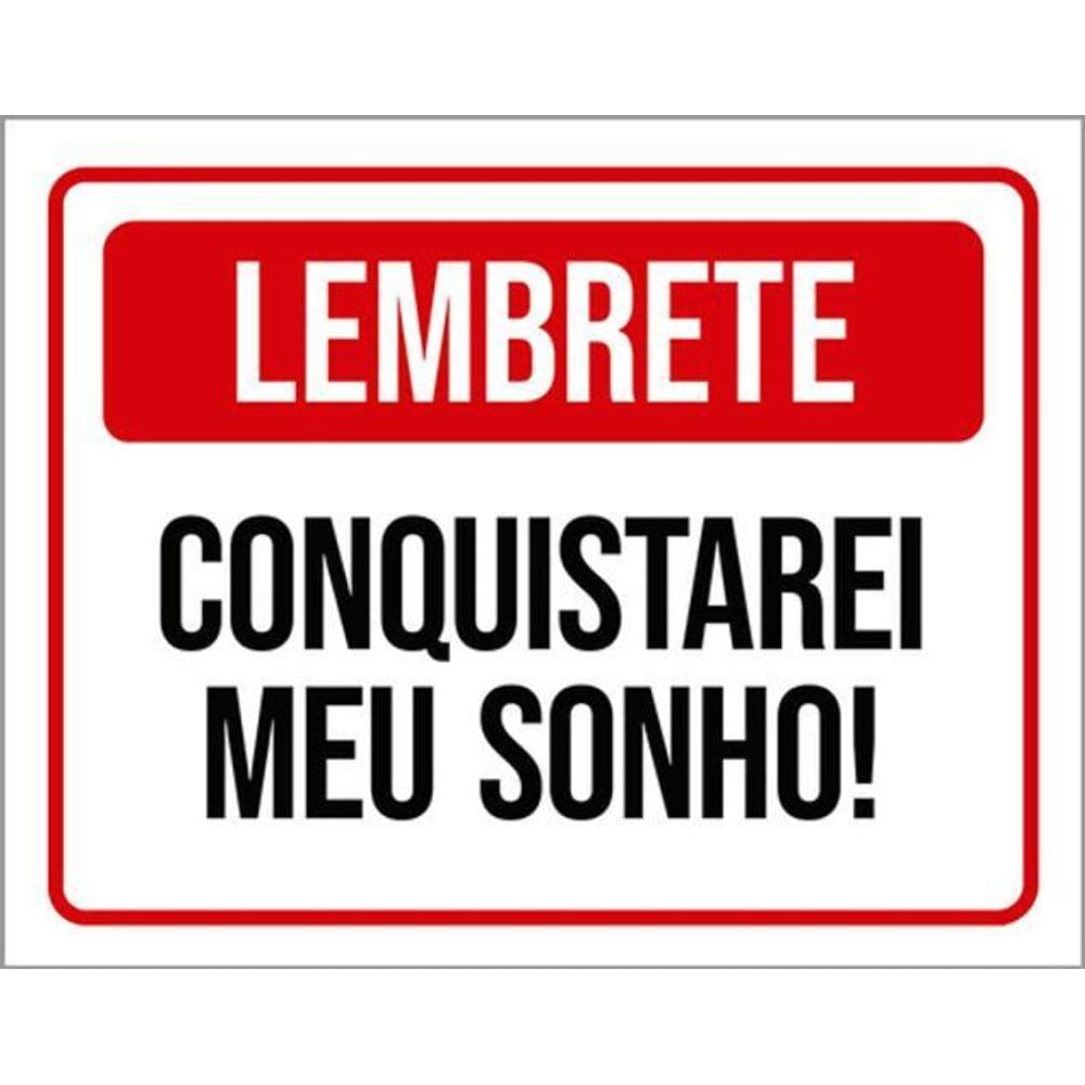Kit 3 Placas Lembrete Conquistarei Meu Sonho