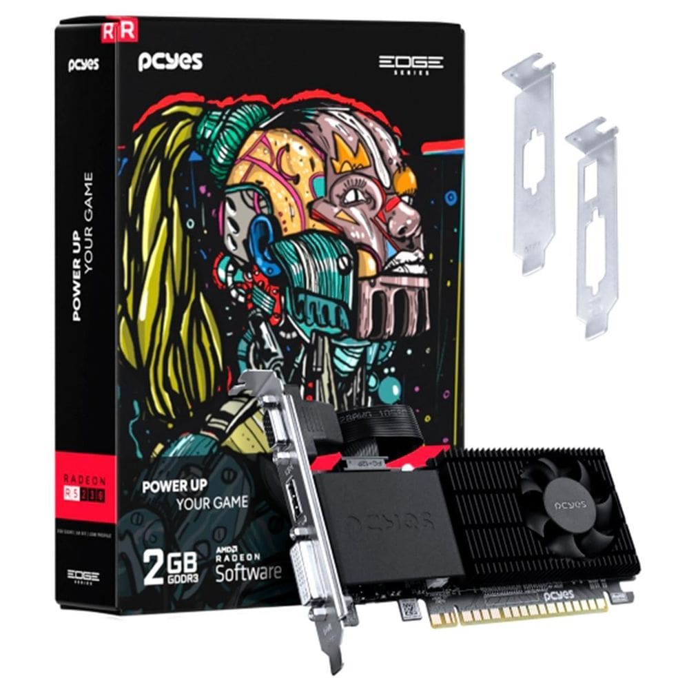Placa Vídeo Pcyes R5 230, 2Gb Ddr3, 64 Bits, Low Profile
