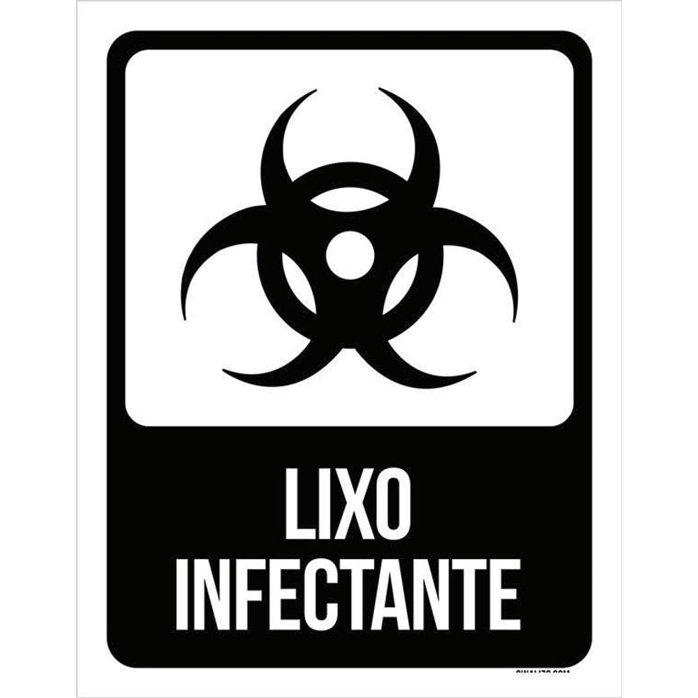 Placa Lixo Infectante - Placa De Sinalização Cuidado 36X46