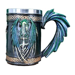 Caneca Dragão Na Espada Resina 3D