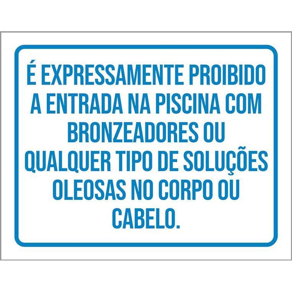 Kit 3 Placas Não Entra Piscina Bronzeador Soluções Oleosas