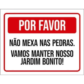 Kit 3 Placas Não Mexa Nas Pedras Manter Jardim Bonito