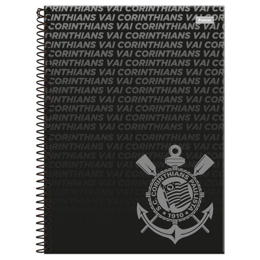 Caderno Corinthians Capa Dura Espiral 1 Matéria 80F Escolar