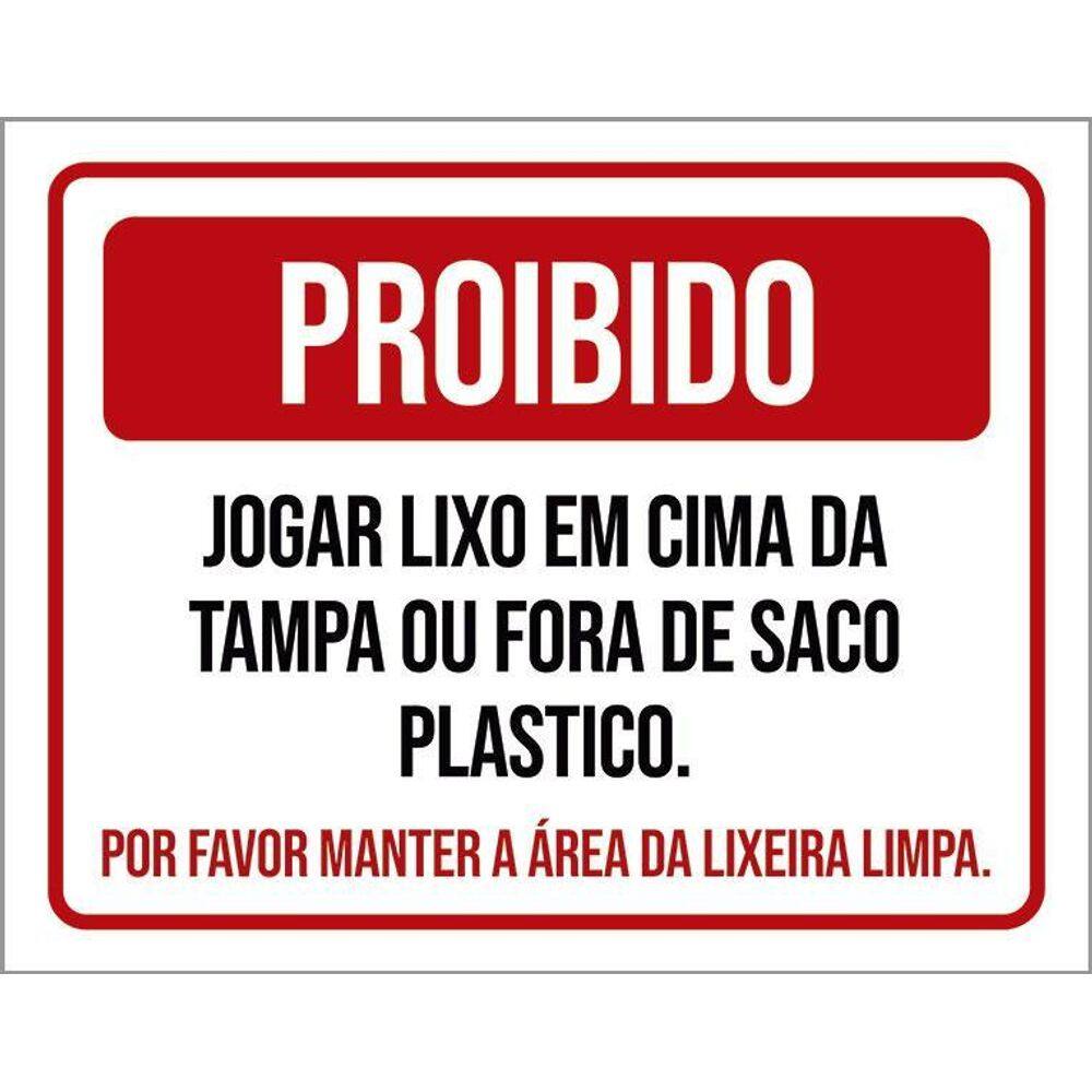 Kit 3 Placas Proibido Jogar Lixo Em Cima Da Tampa