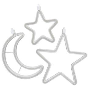 Pisca Varal Cortina Leds Amarela Estrelas Luas Natal De 2,5m