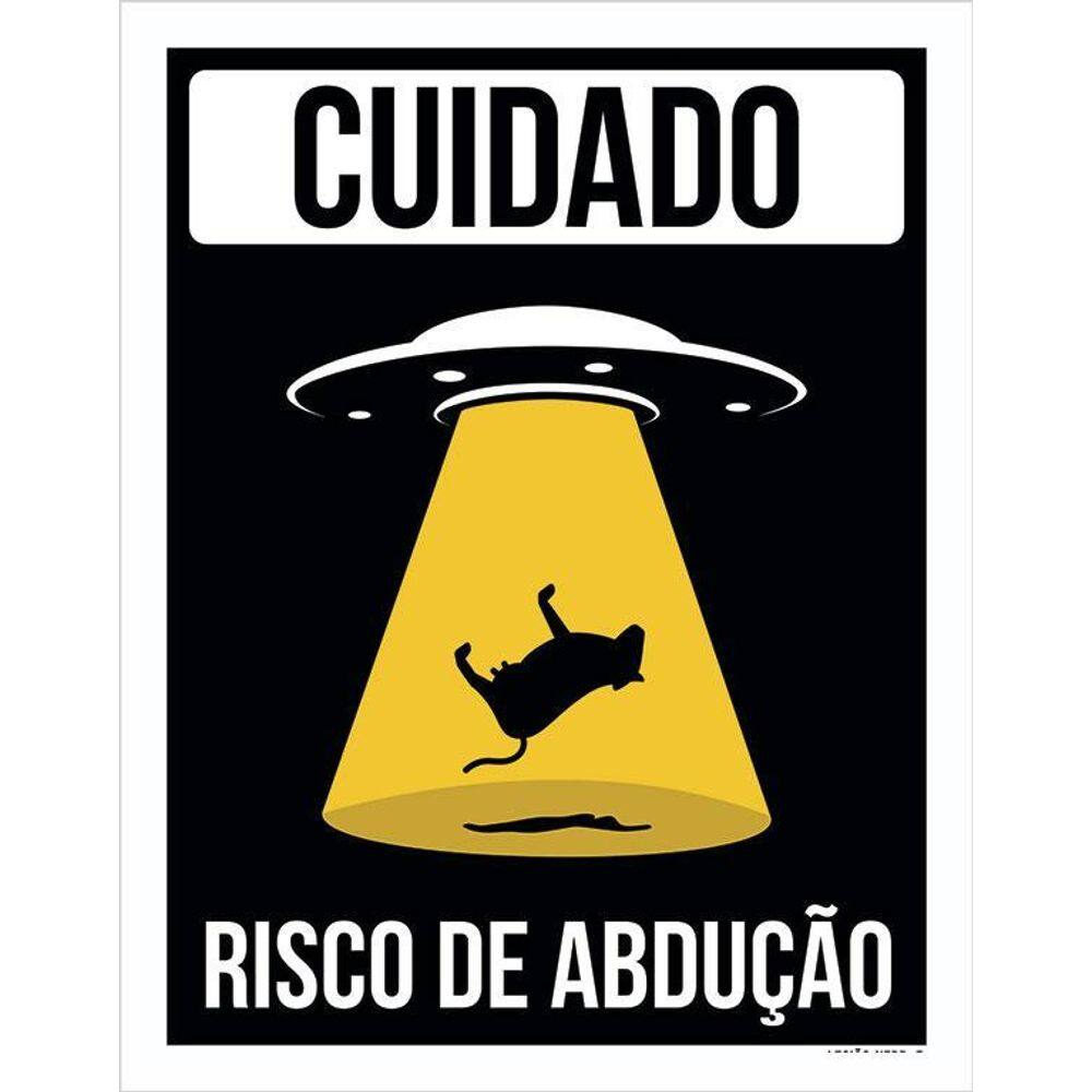 Placa Decorativa - Cuidado Risco De Abdução Et Alien 36X46