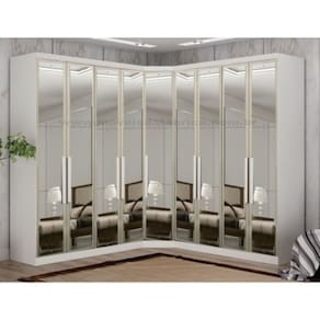 Guarda Roupa Modulado Espelhado 9 Portas 6 Gavetas - Linea-Branco - Móveis Novo Horizonte