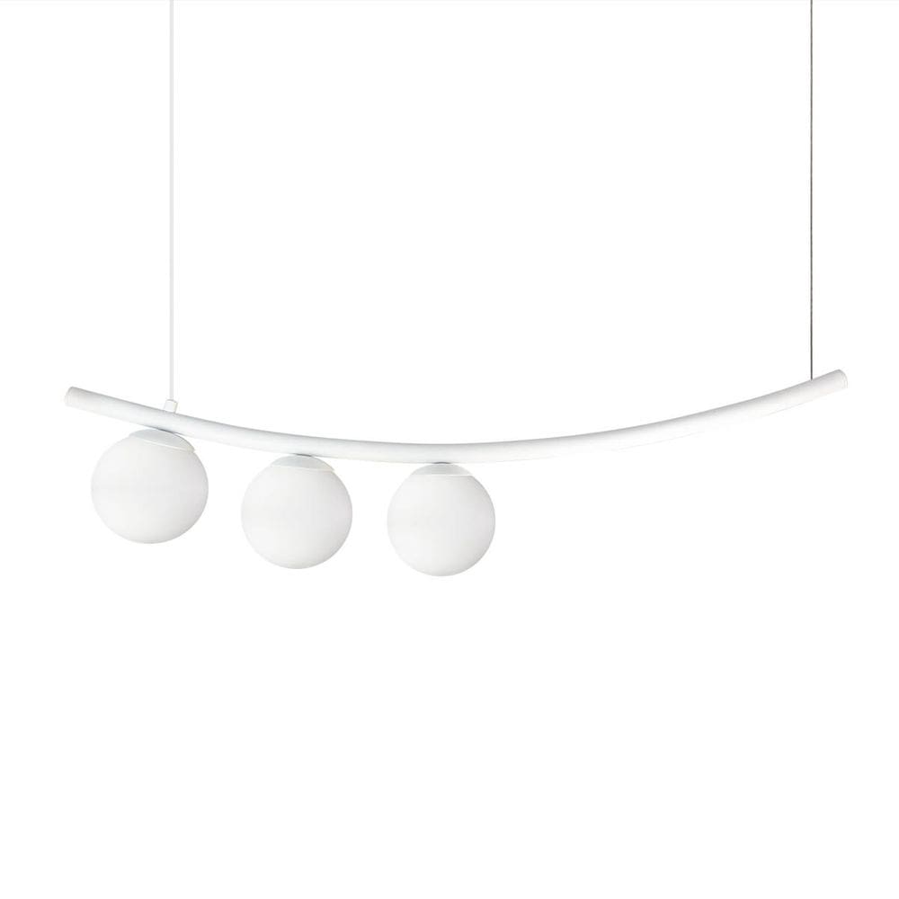 Lustre Pendente Ktna BRANCO 3 Globos Vidro Branco