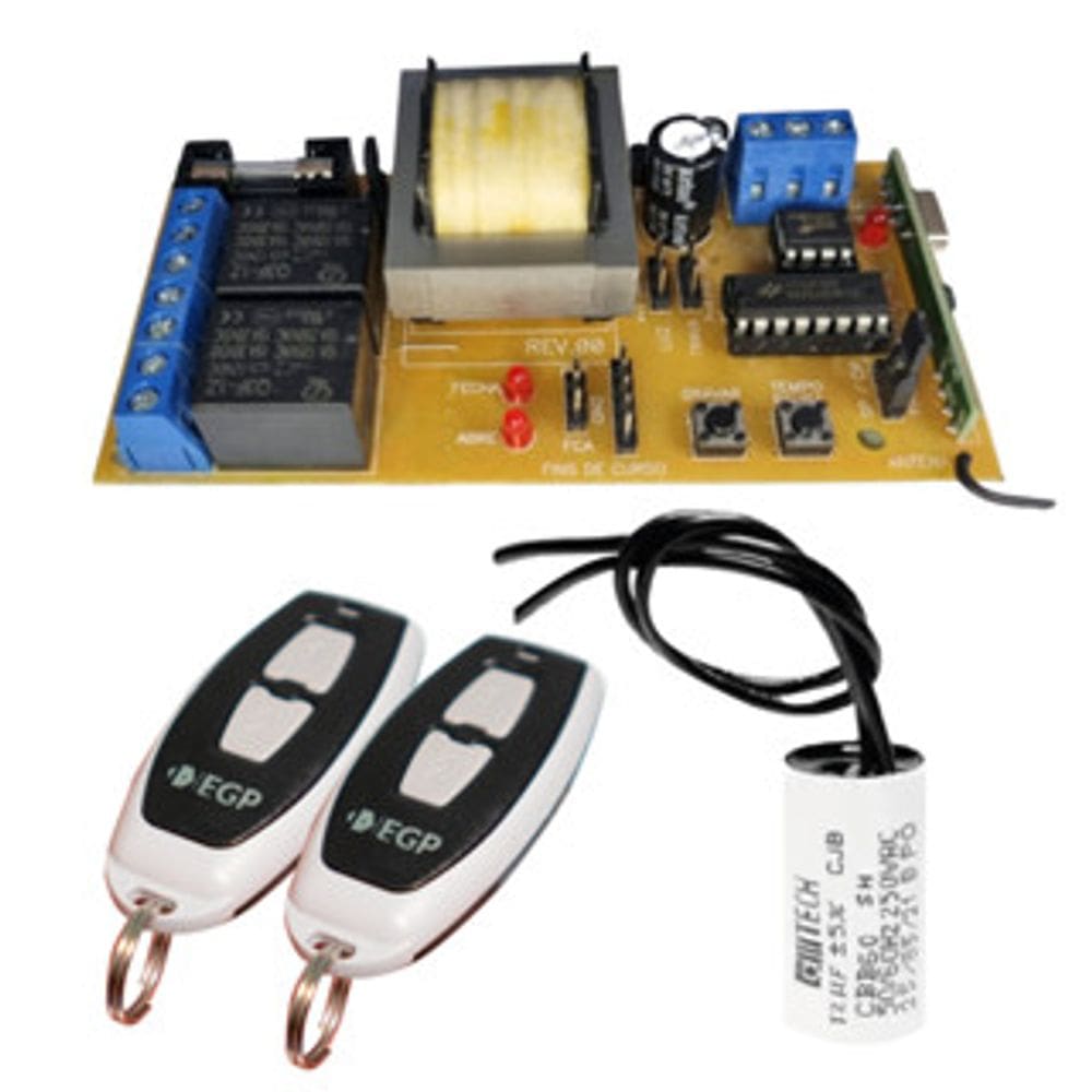 Kit Central Nb52 e Capacitor 12uf com 2 Controles Configurados  para Portão Automático de Casas