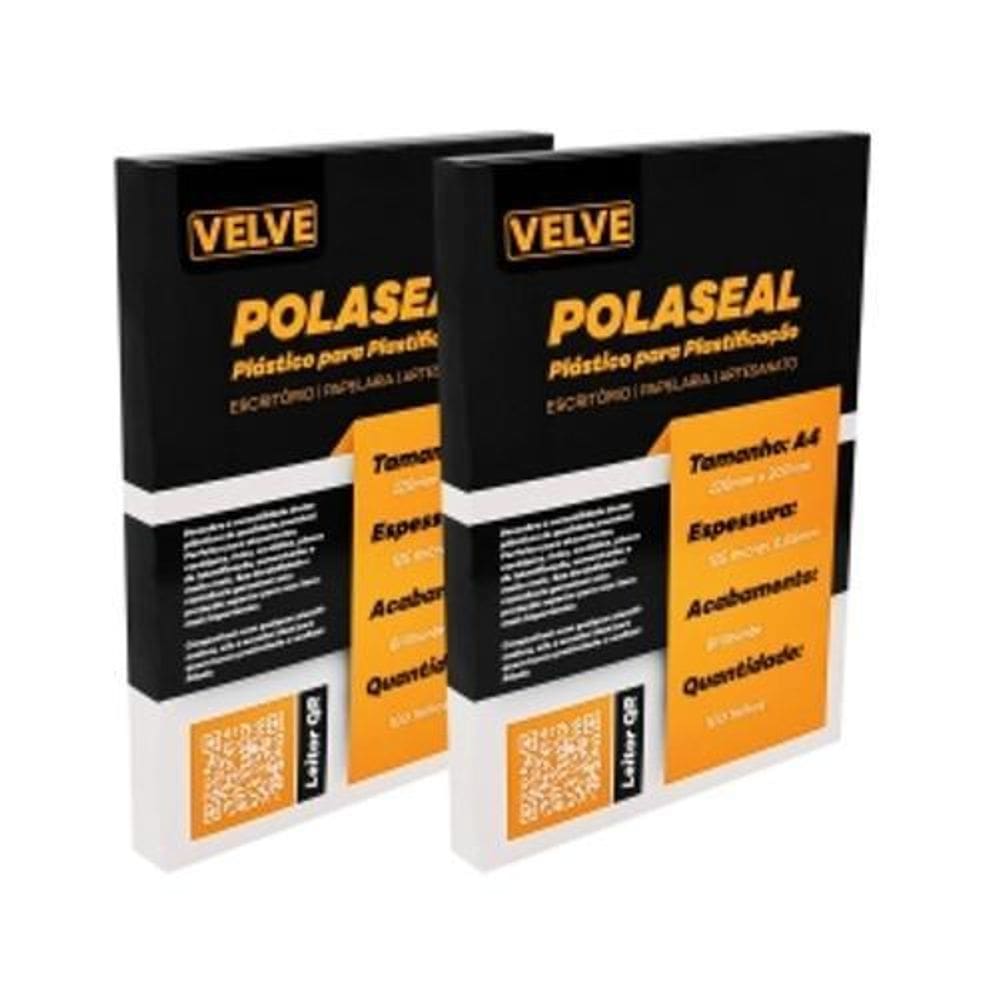 Plástico Plastificação A4 Polaseal 200 Folhas Velve