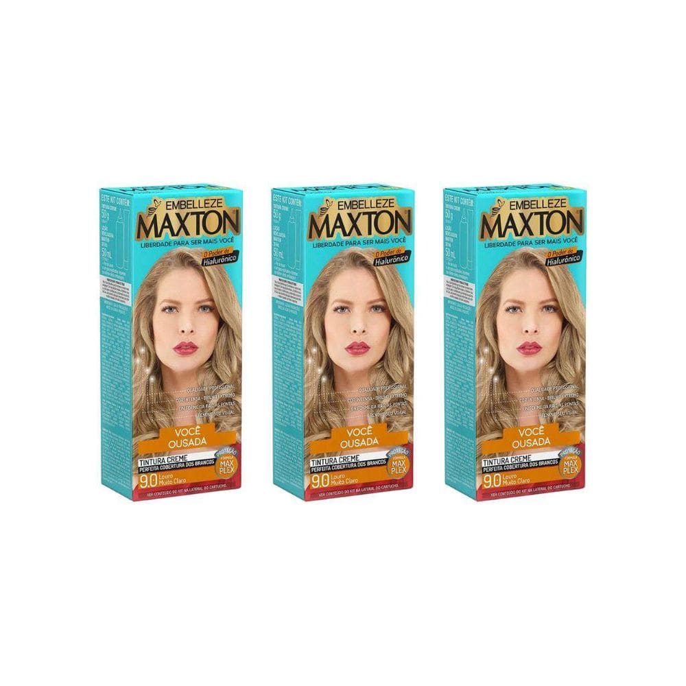 Coloraçao Maxton 9.0 Louro Claro-Kit C/3Un