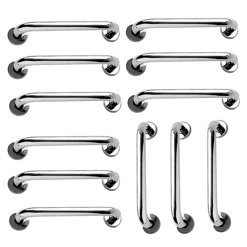 Alça de Apoio 30cm Inox Barra Kit 12 Unidades Deficiente Idoso Banheiro Box Acessibilidade Corrimao Suporte Resistente