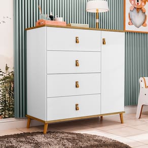 Comoda Sapateira Jujuba Em Mdf Branco / Nature