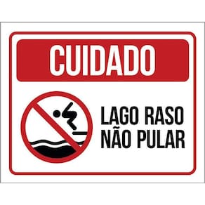 Kit 3 Placas - Cuidado Lago Raso Não Pular