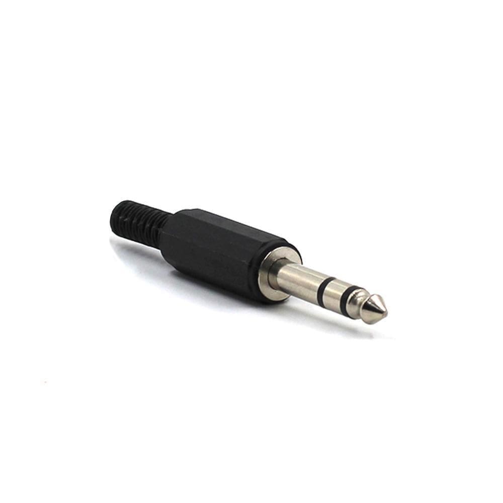 Plug P10 Estéreo Com Rabicho Preto 2 Unidades