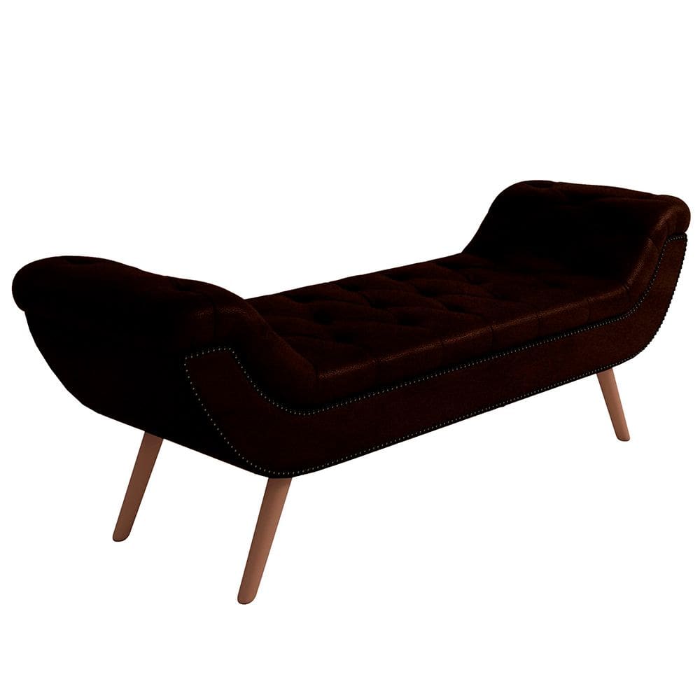 Puff Recamier Decorativo com Tachas 160 cm Santorini Couríssimo Marrom - Lyam Decor