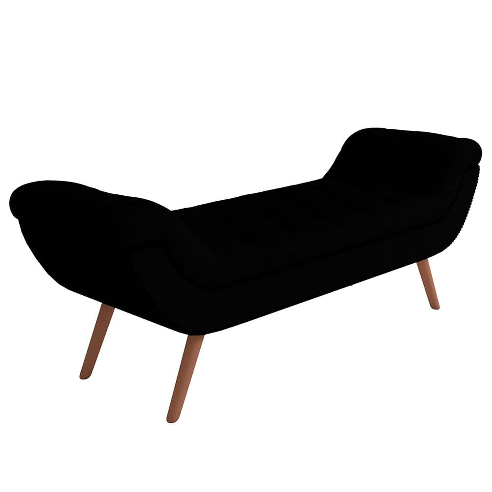 Puff Recamier Decorativo com Tachas 195 cm Santorini Bouclê Preto - Lyam Decor