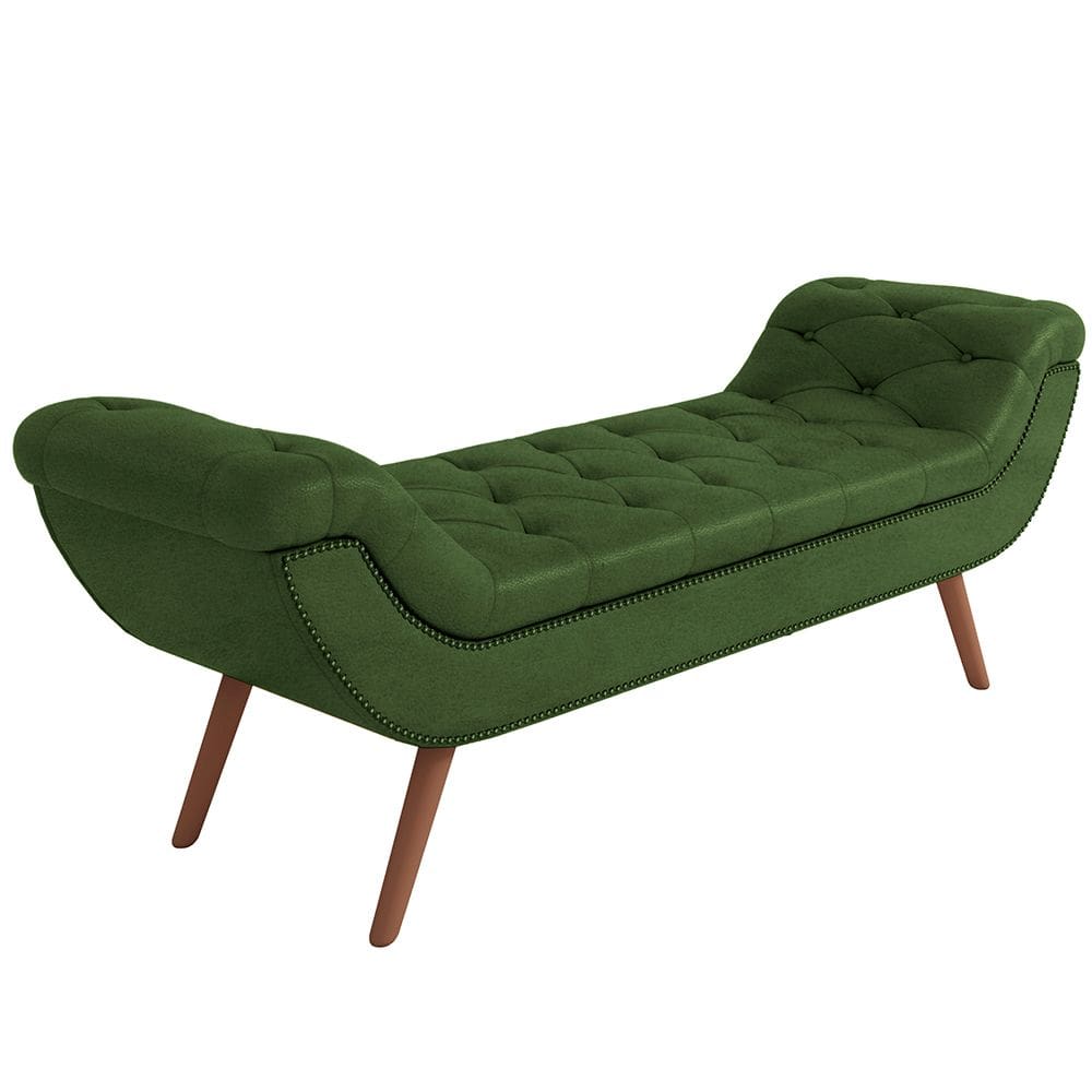 Puff Recamier Decorativo com Tachas 195 cm Santorini Couríssimo Verde - Lyam Decor