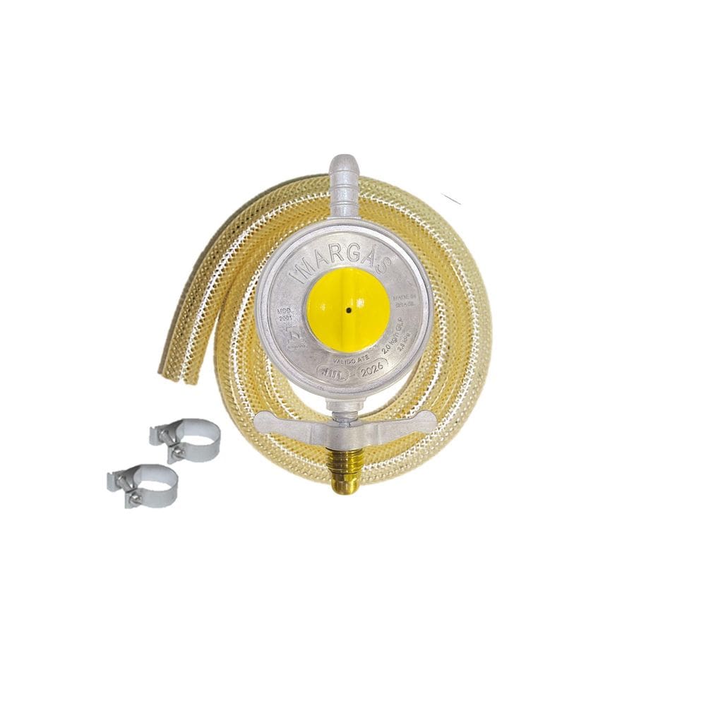 Kit Regulador Registro Gás 2Kg + Mangueira 3M + Abraçadeira