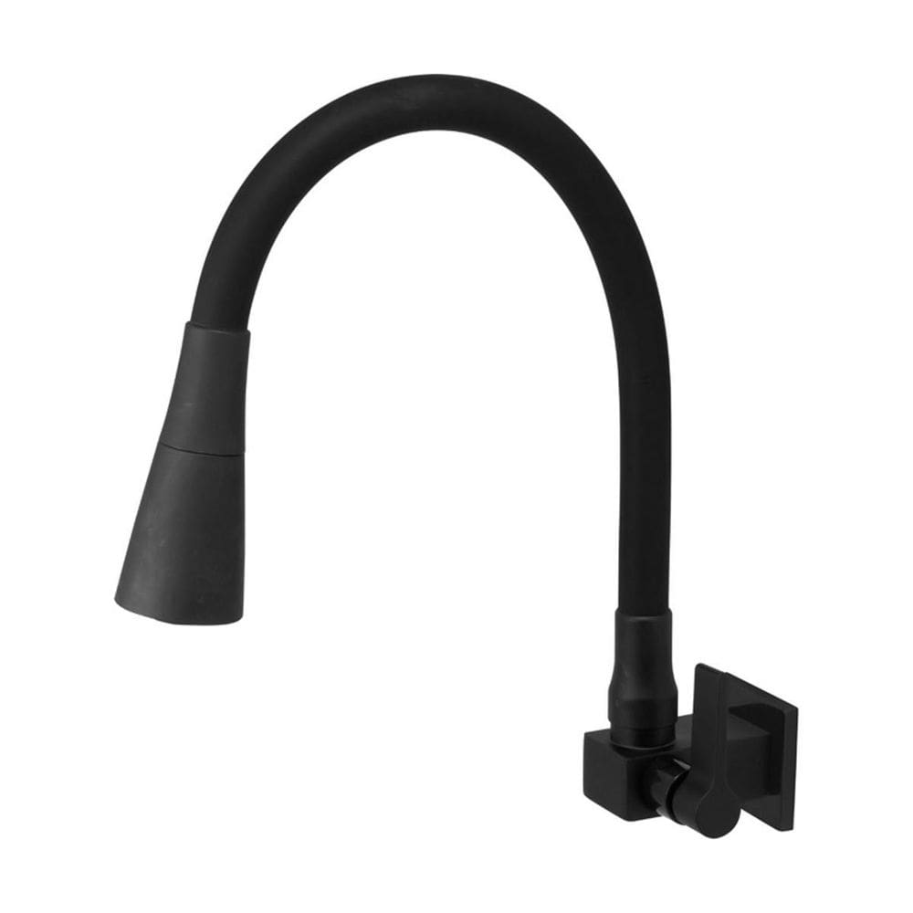Torneira Luxo Parede Cozinha Bica Preta Style Metal 1/4