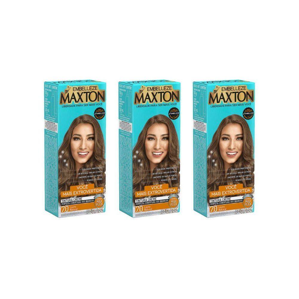 Coloraçao Maxton 7.0 Louro Natural Festivo-Kit C/3Un
