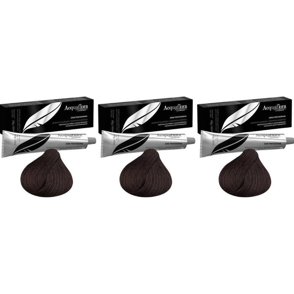 Coloraçao Acquaflora Perm 3.0 Castanho Escuro 60G -Kit C/3Un