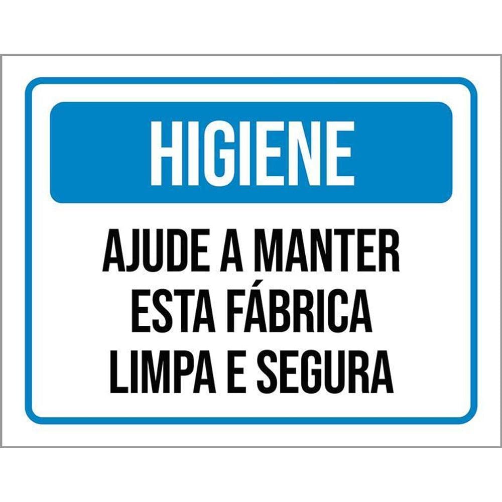 Kit 3 Placas Higiene Ajude Manter Esta Fábrica Limpa Segura