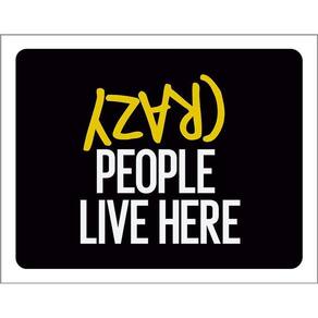 Kit 3 Placas Decorativa Crazy People Live Here