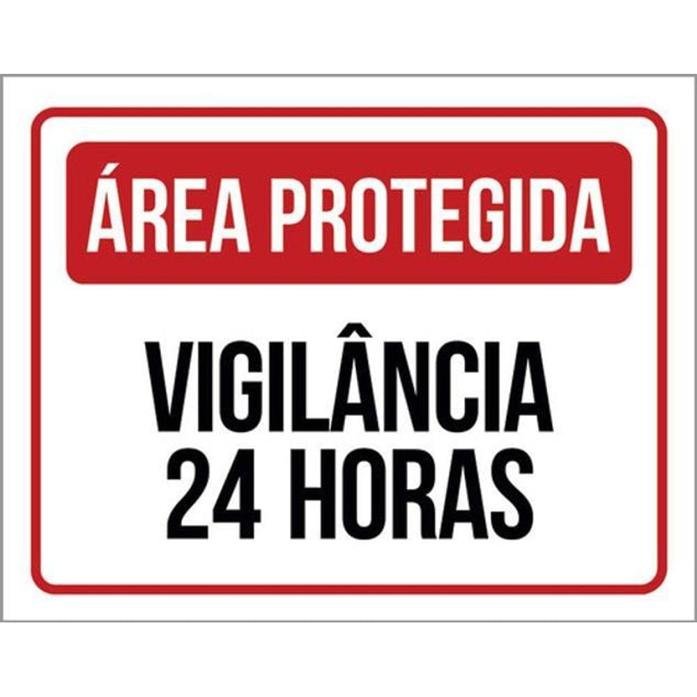 Kit 3 Placas Sinalização Área Protegida Vigilância 24 Horas