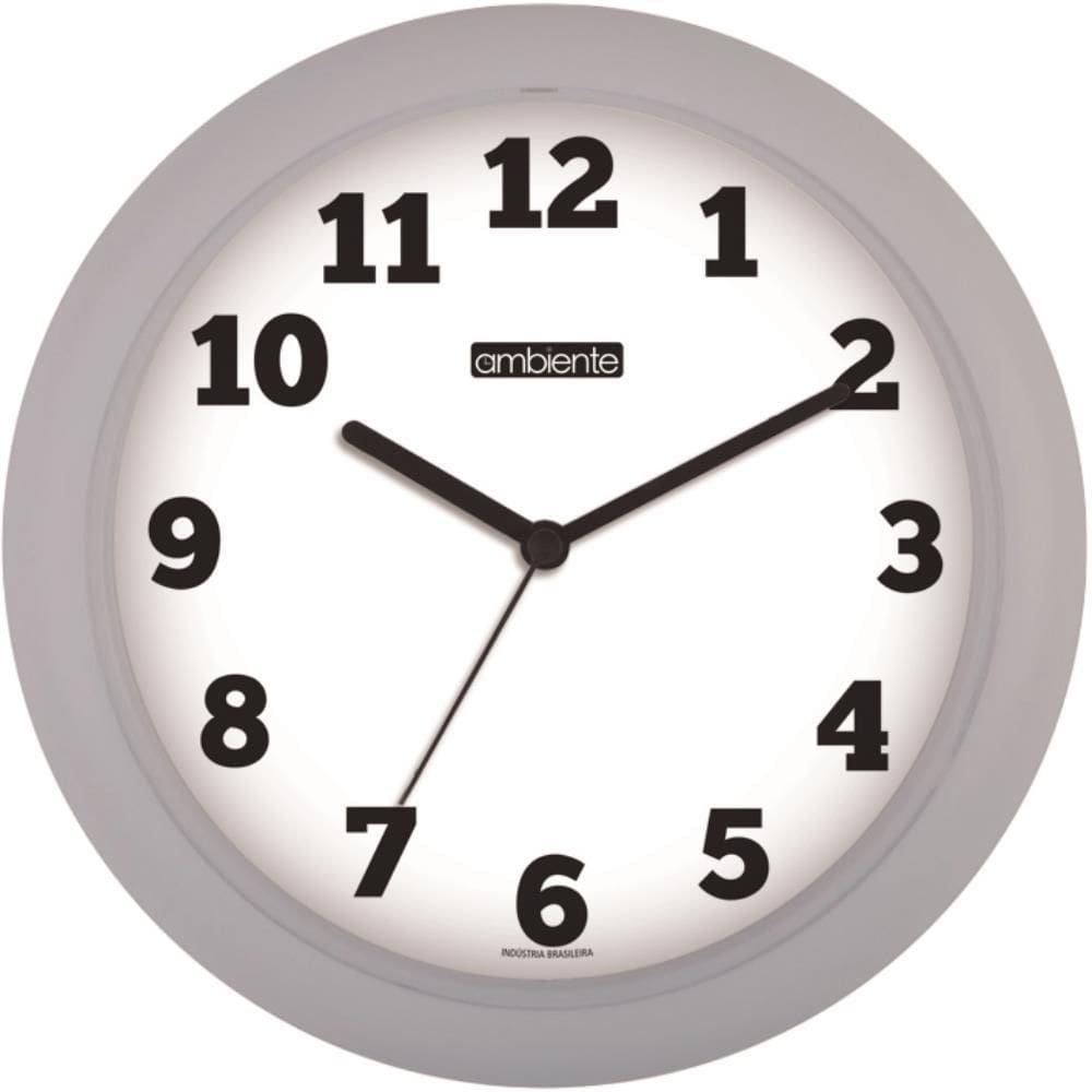Relógio De Parede Ambiente Ref: 191300-024 Cinza Números