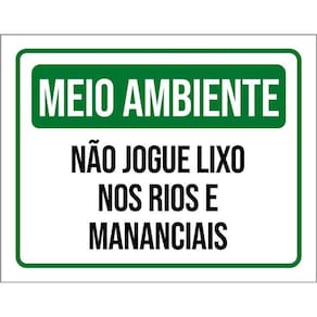 Placa Meio Ambiente Não Jogue Lixo Rios Mananciais 36X46
